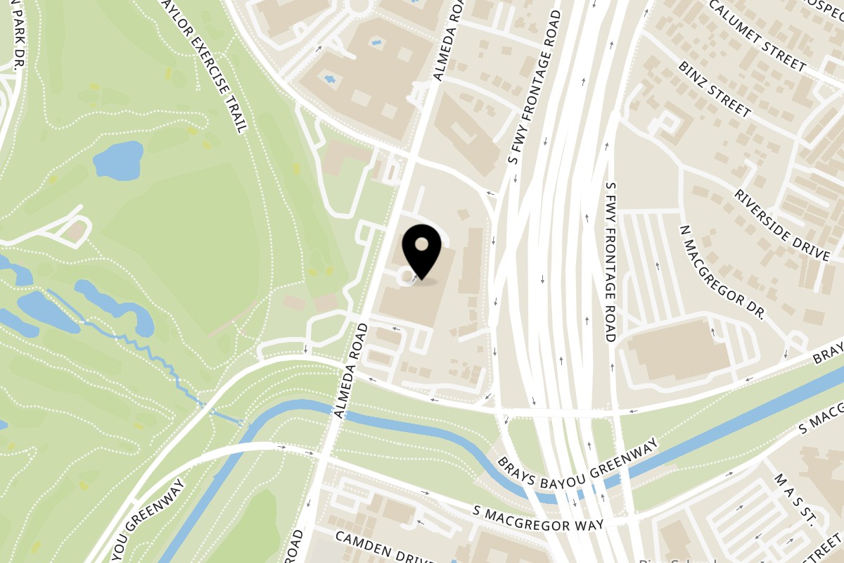 Map showing the location of Cosmo Eatery on 5927 Almeda Rd in Houston